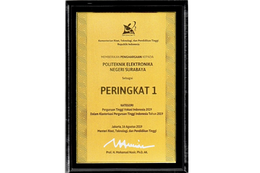 PENS Peringkat 1 Klasterisasi Perguruan Tinggi Vokasi 2019