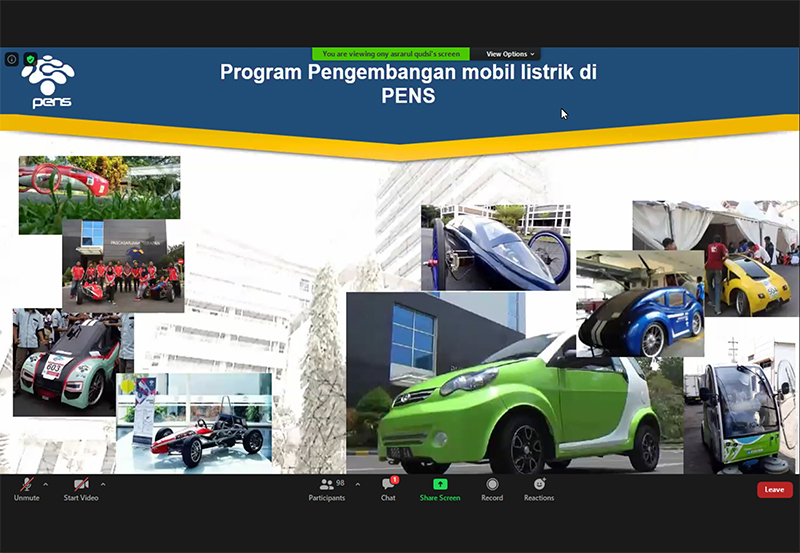 PENS Tunjukkan Eksistensinya Melalui Webinar Perkembangan Teknologi Mobil Listrik